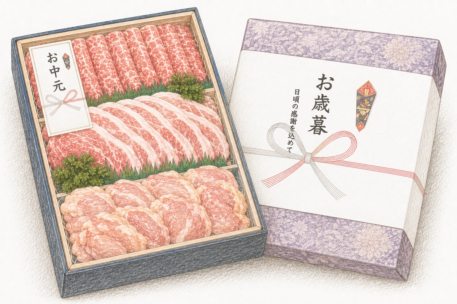 化粧箱に入ったお肉のギフト
